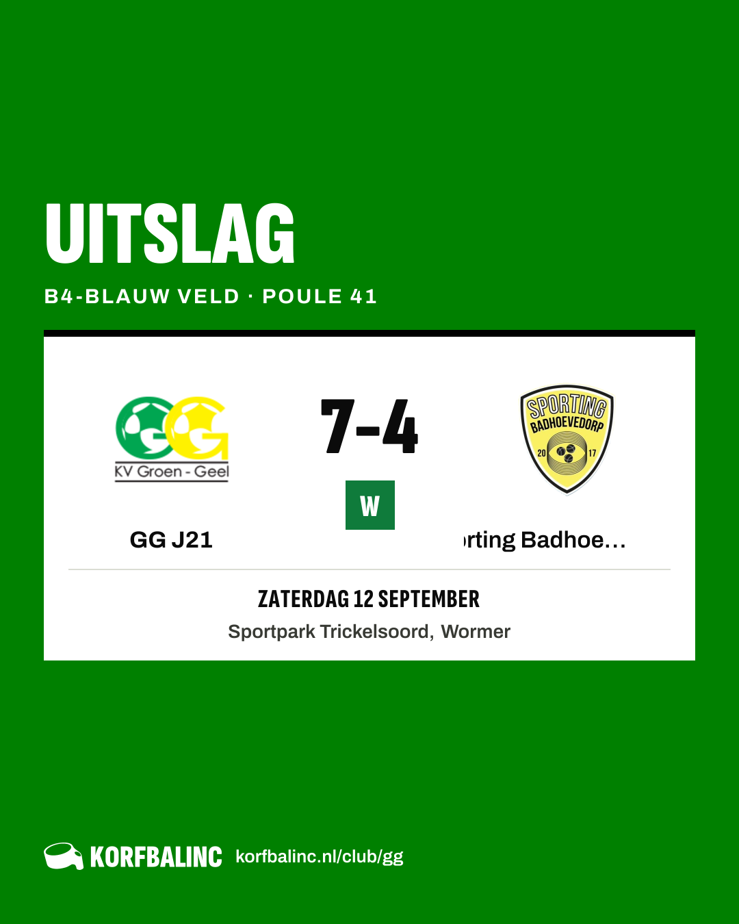 GG J21 - Sporting Badhoevedorp J8