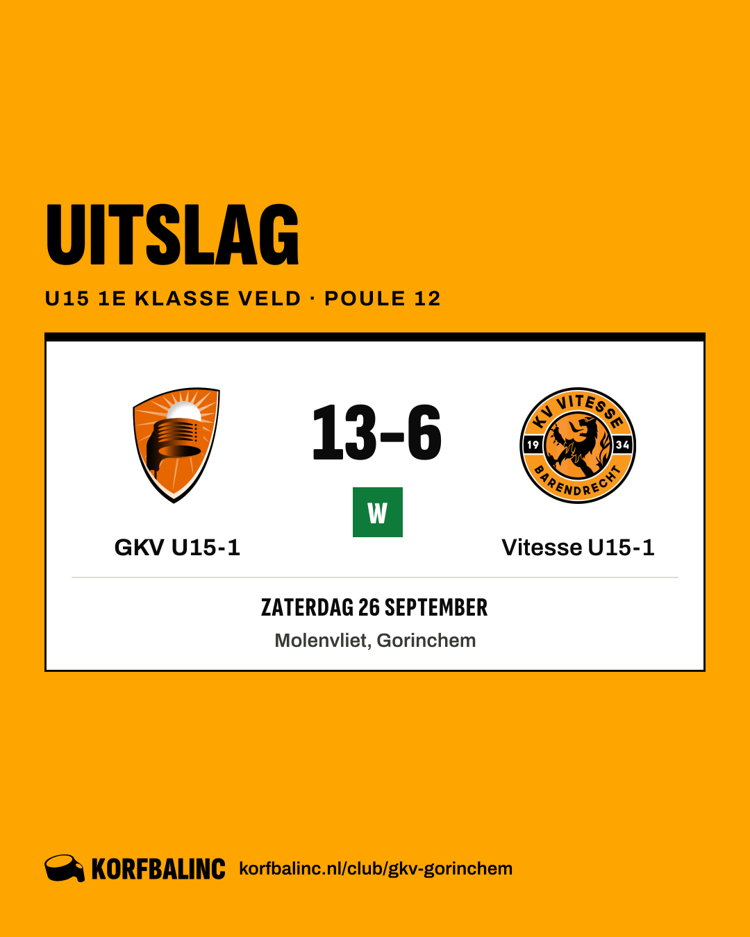 GKV U15-1 - Vitesse U15-1