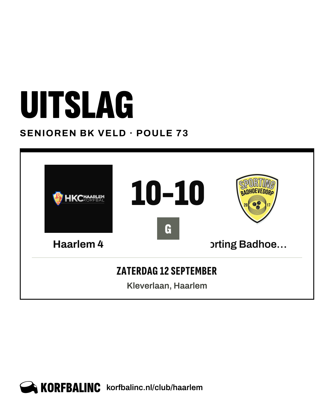 Haarlem 4 - Sporting Badhoevedorp 2
