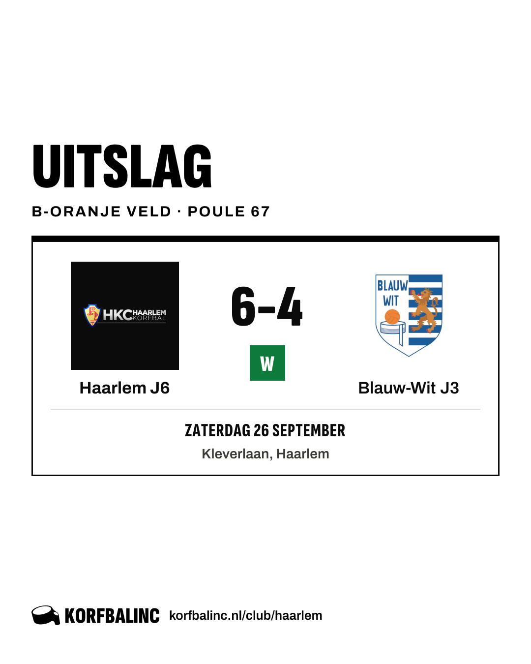 Haarlem J6 - Blauw-Wit J3
