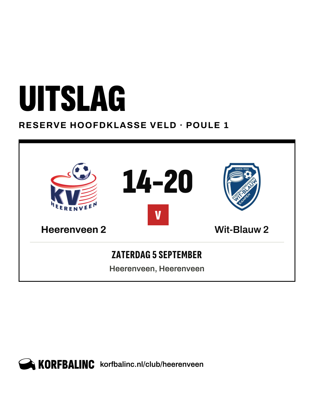 Heerenveen 2 - Wit-Blauw 2
