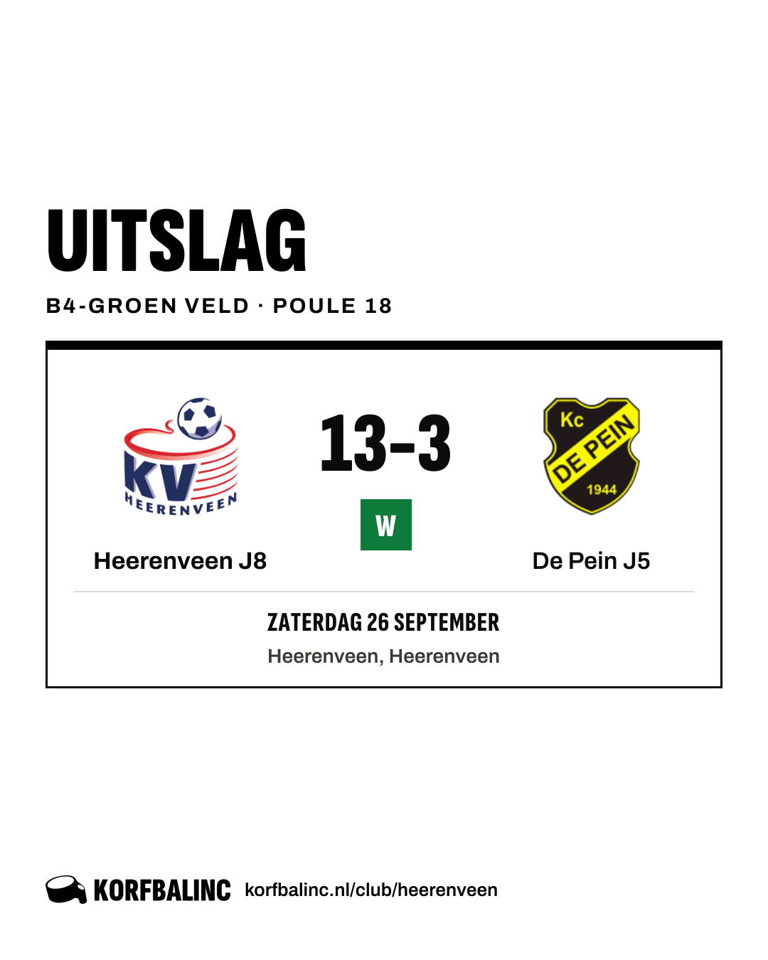 Heerenveen J8 - De Pein J5