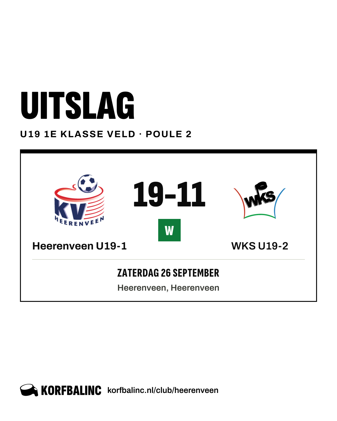 Heerenveen U19-1 - WKS U19-2