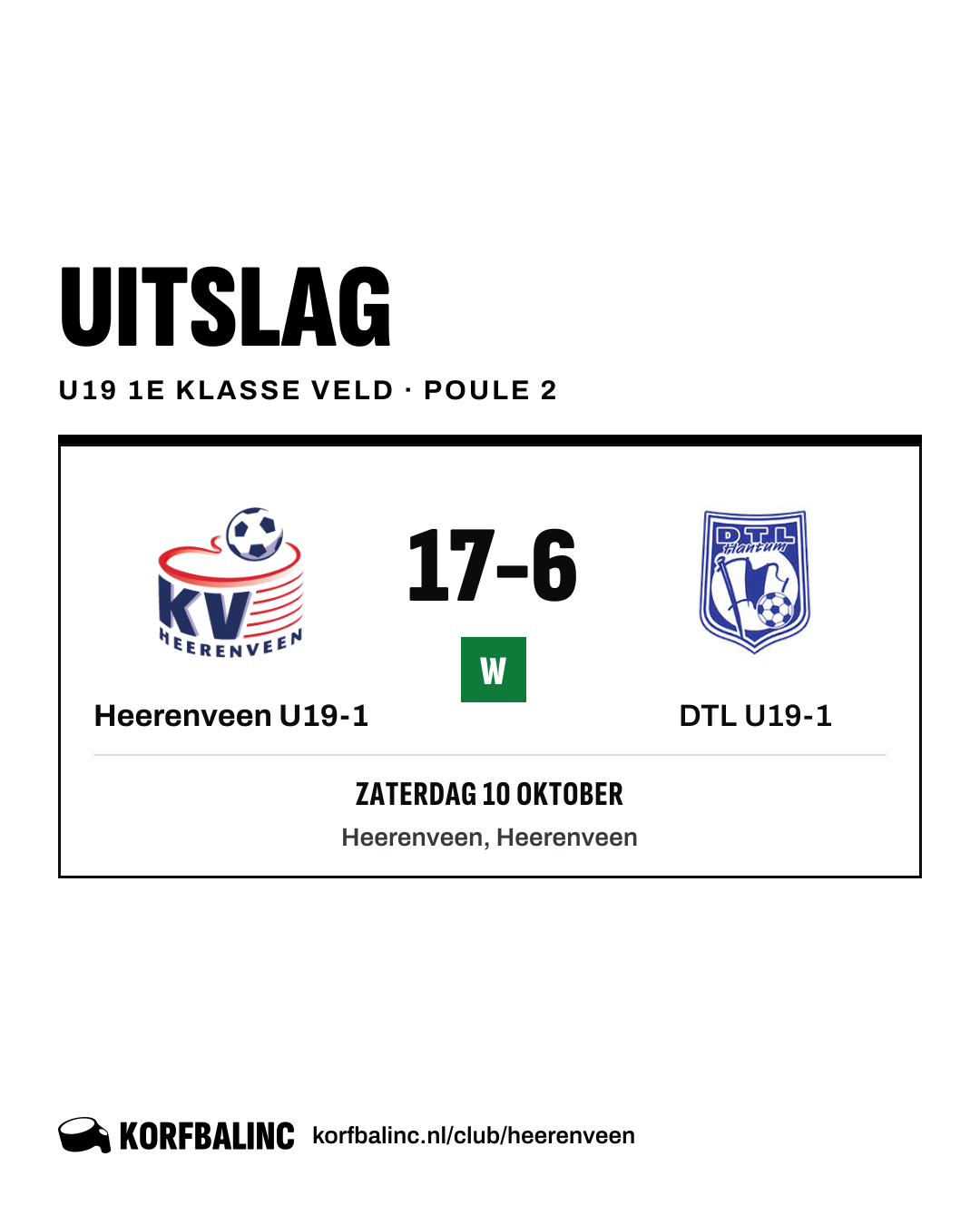 Heerenveen U19-1 - DTL U19-1