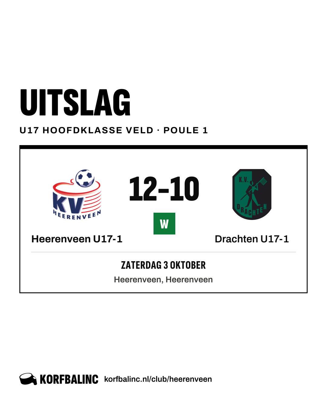 Heerenveen U17-1 - Drachten U17-1