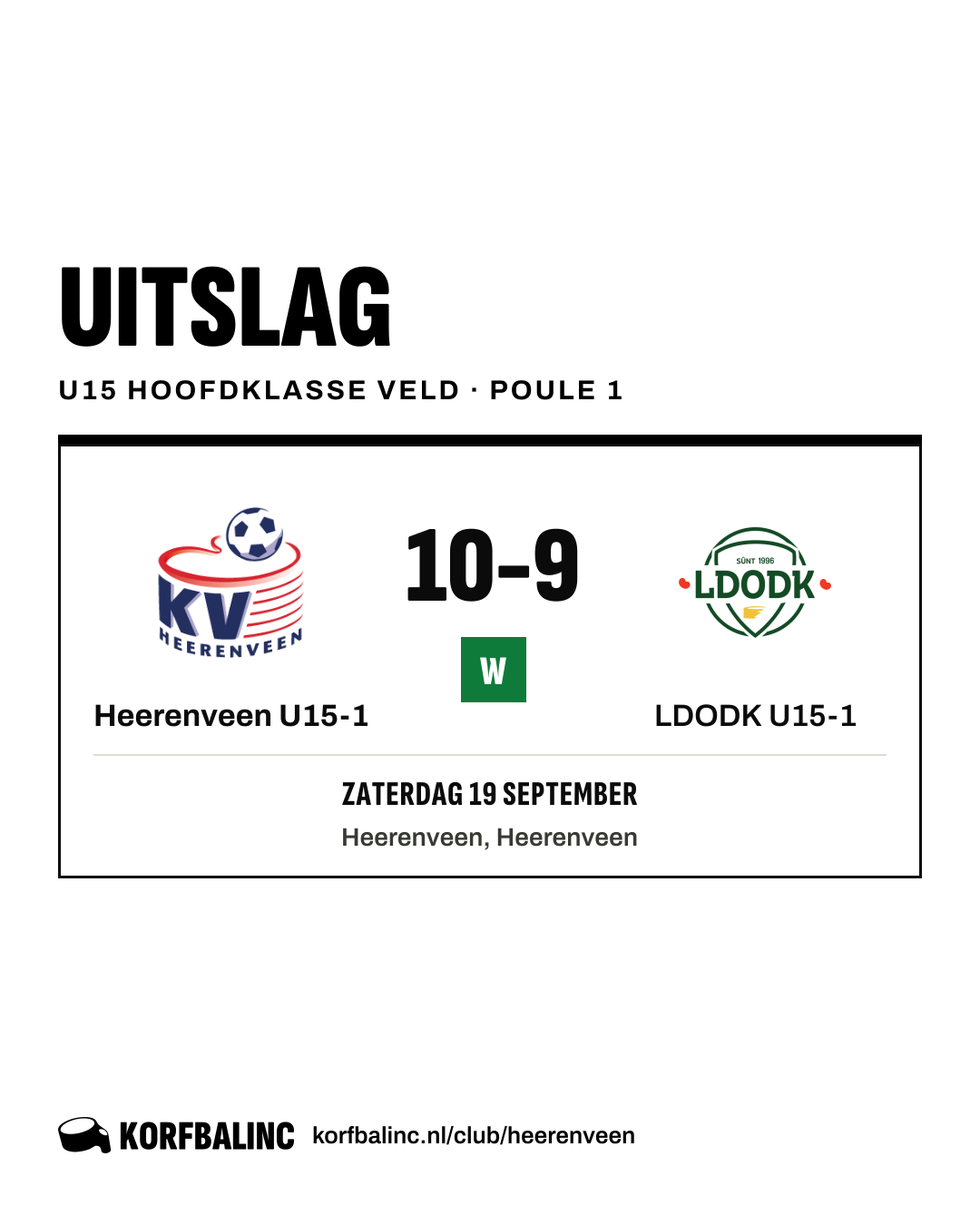 Heerenveen U15-1 - LDODK U15-1