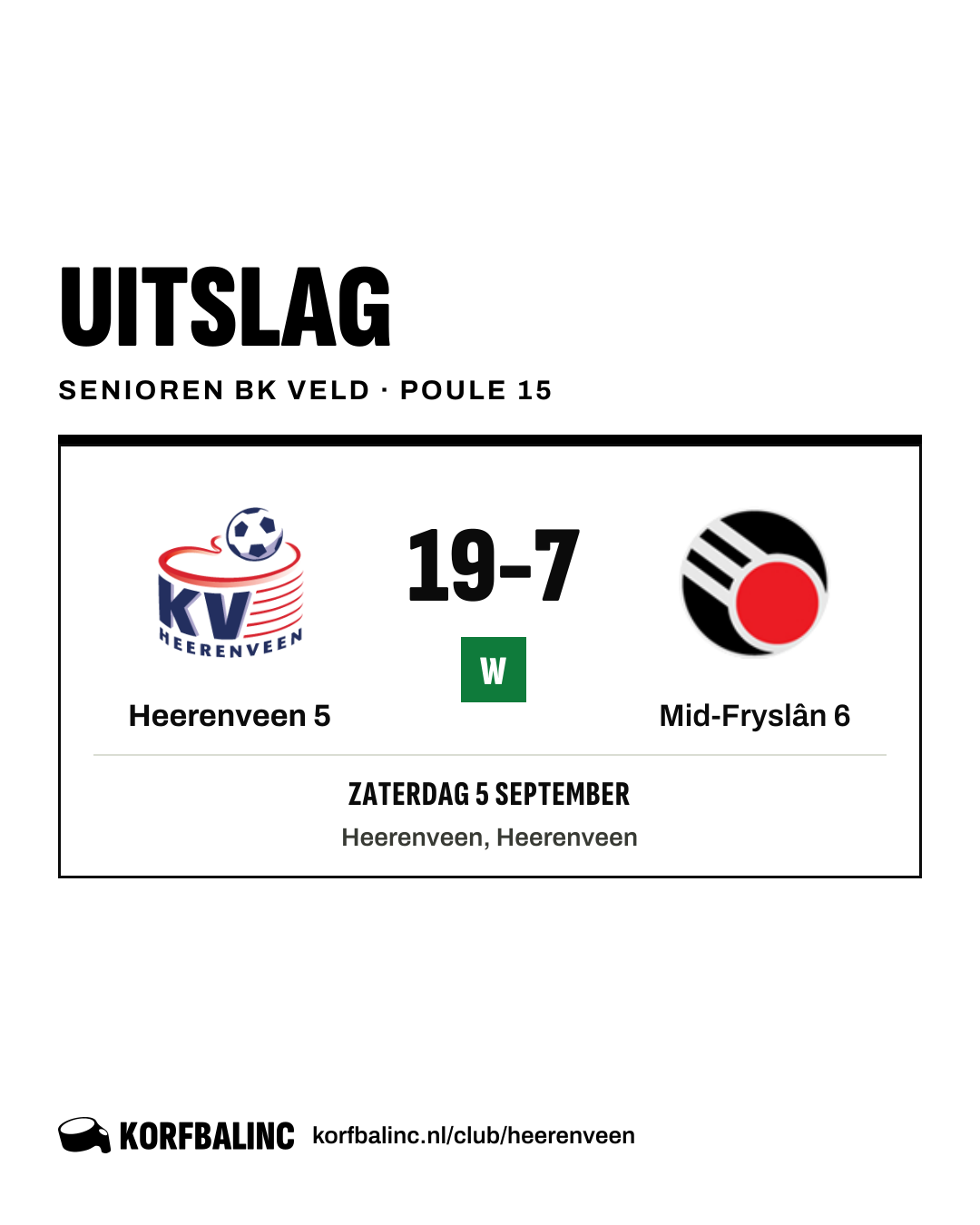 Heerenveen 5 - Mid-Fryslân 6