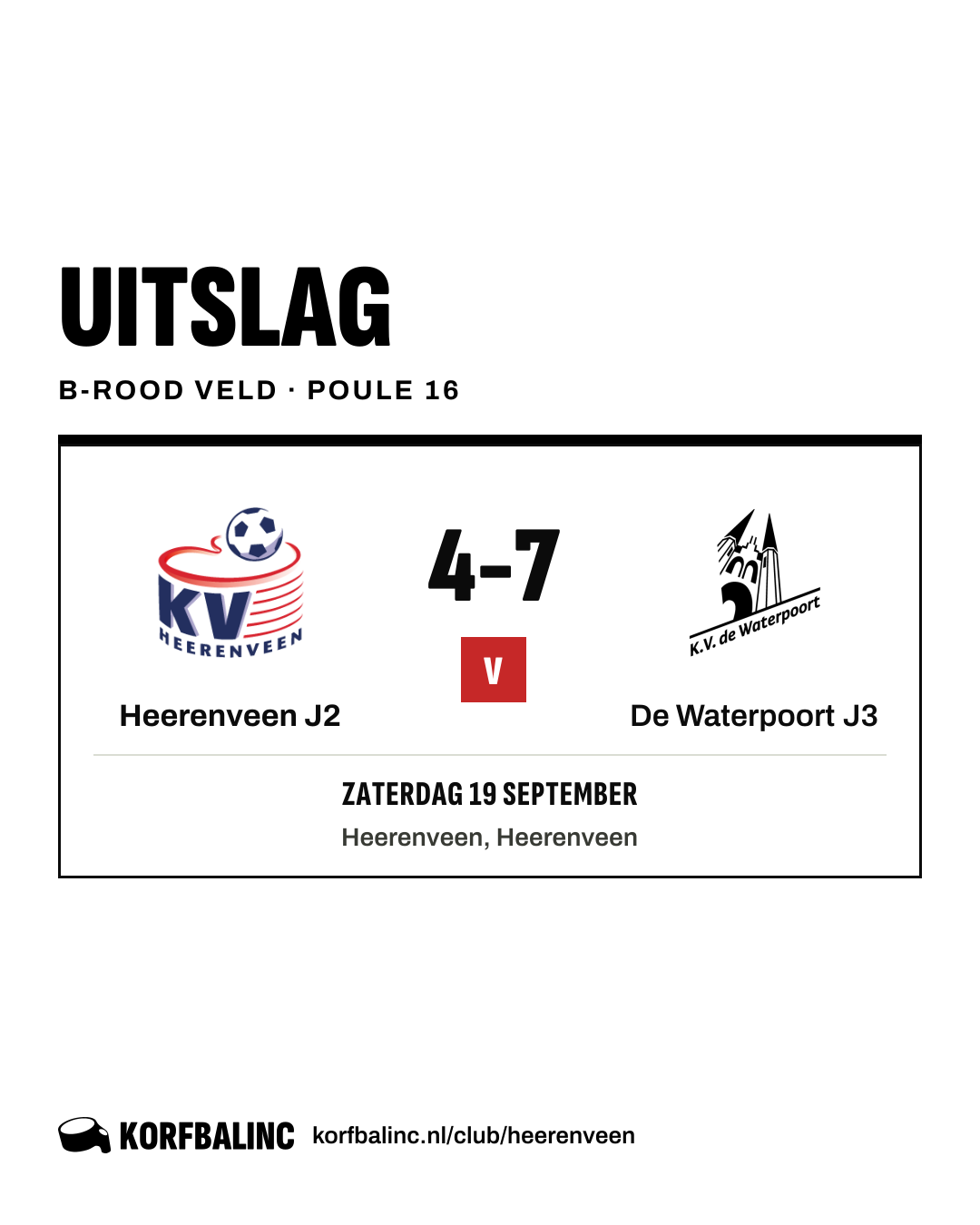 Heerenveen J2 - De Waterpoort J3