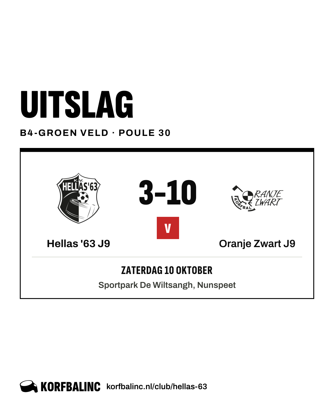Hellas '63 J9 - Oranje Zwart J9