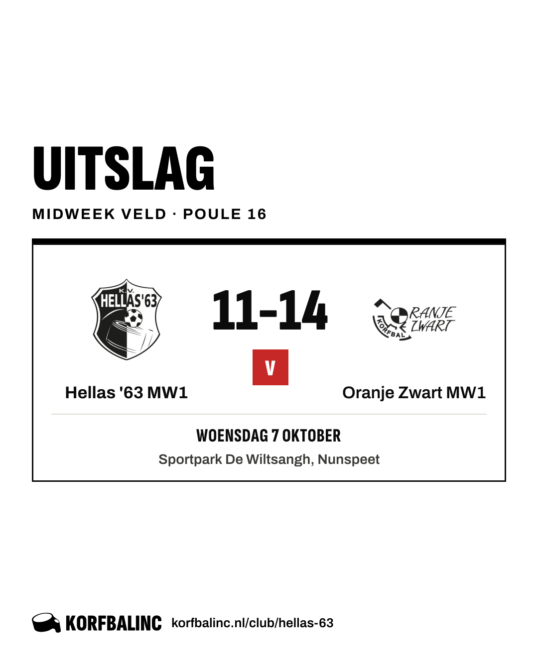 Hellas '63 MW1 - Oranje Zwart MW1