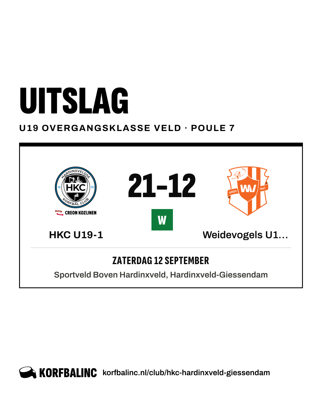 HKC U19-1 - Weidevogels U19-1