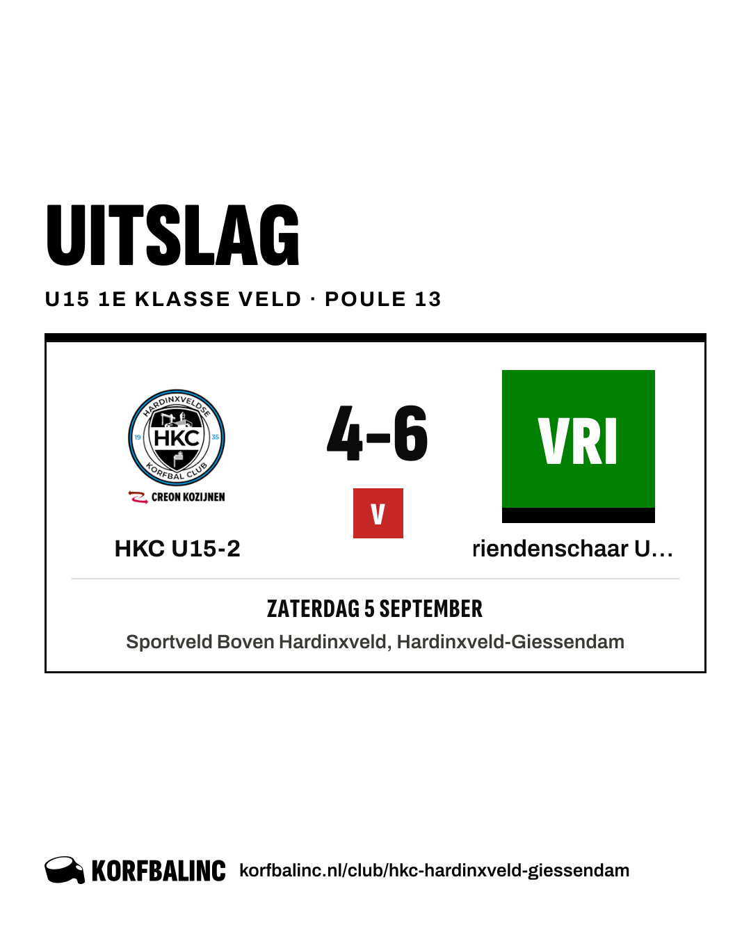 HKC U15-2 - Vriendenschaar U15-1