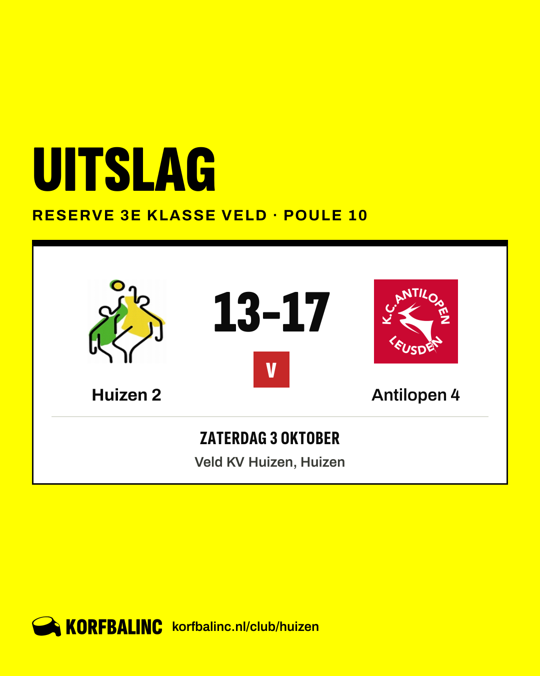 Huizen 2 - Antilopen 4
