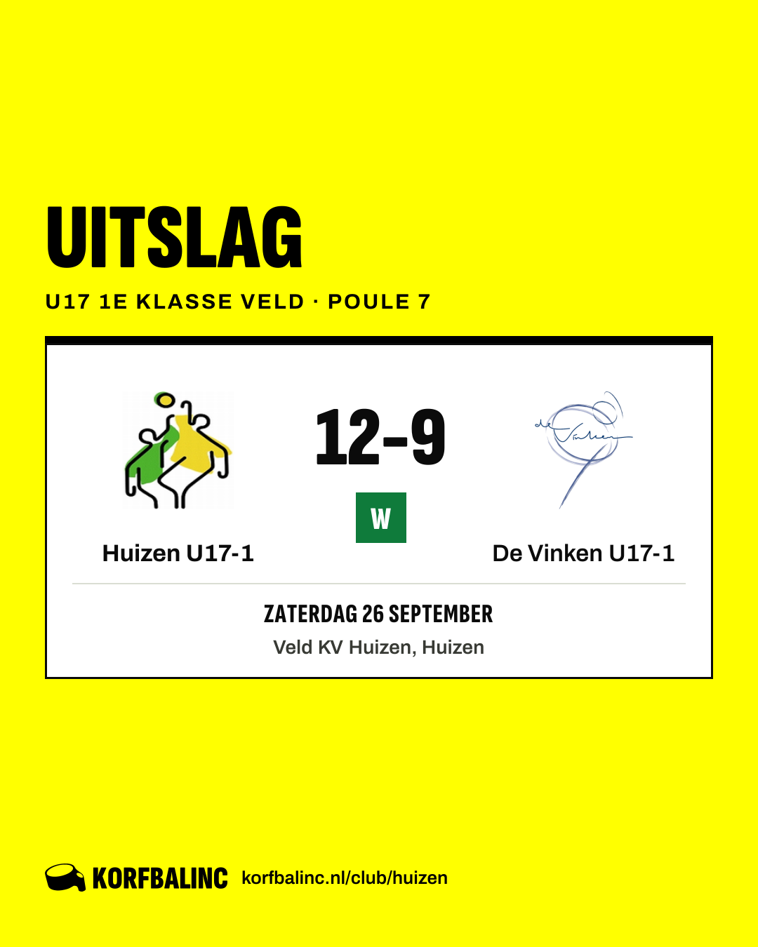 Huizen U17-1 - De Vinken U17-1