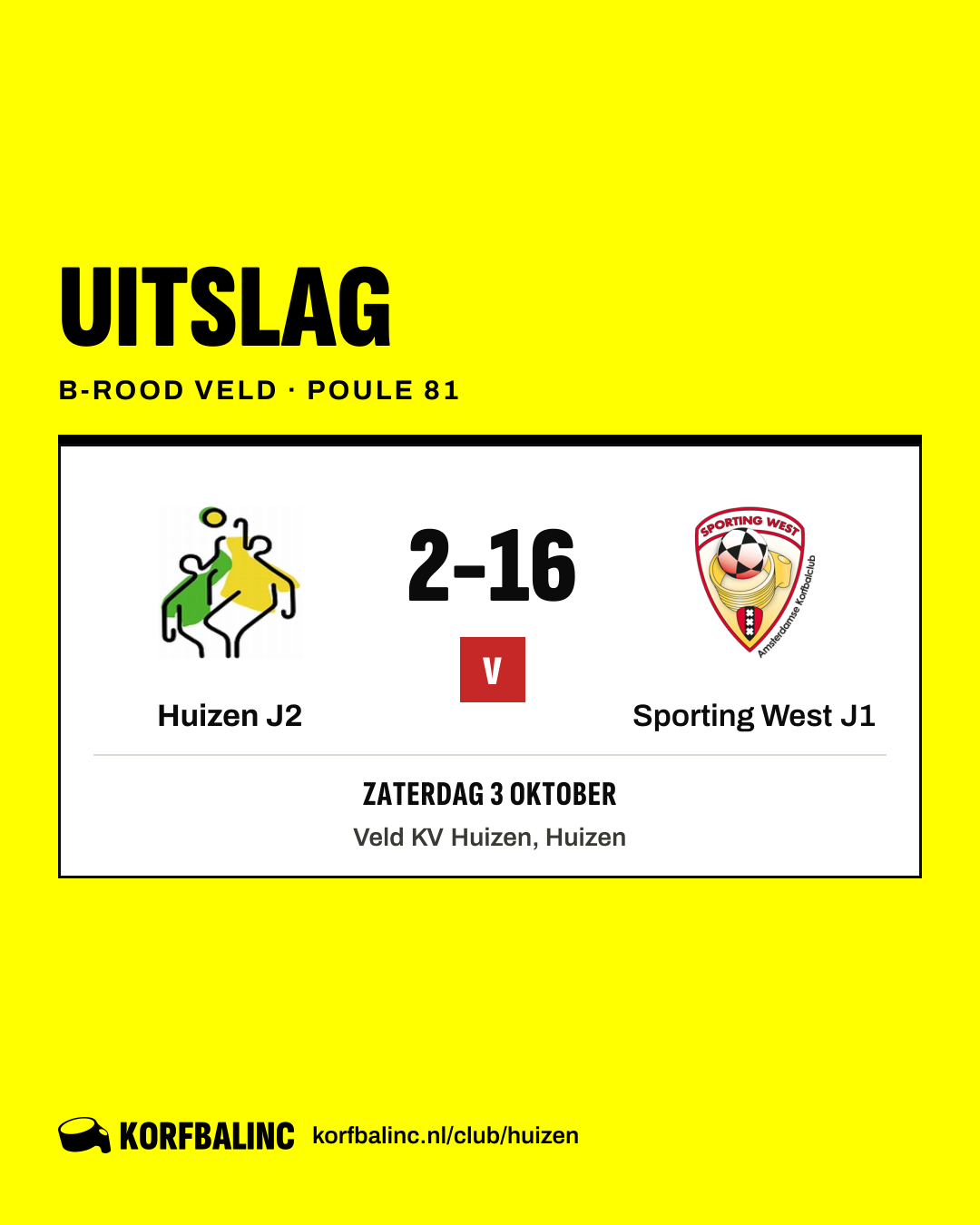 Huizen J2 - Sporting West J1
