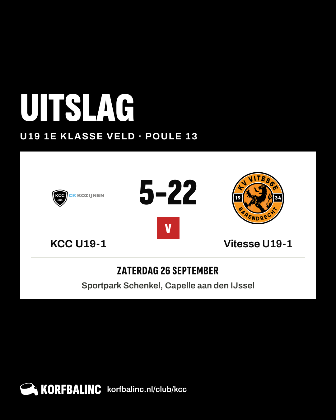 KCC U19-1 - Vitesse U19-1