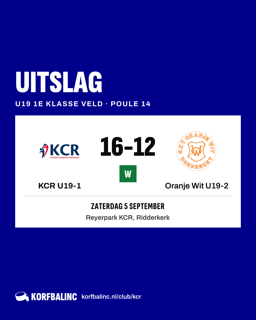KCR U19-1 - Oranje Wit U19-2