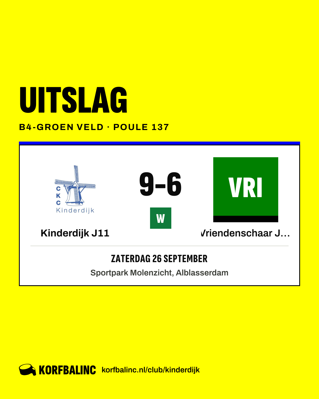 Kinderdijk J11 - Vriendenschaar J15