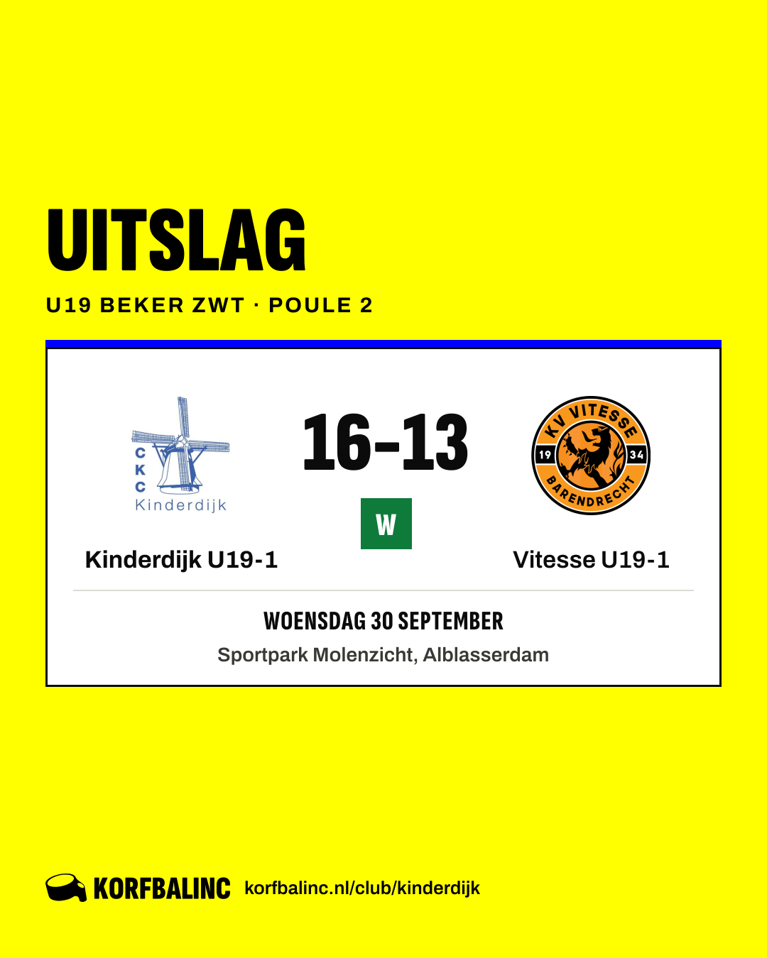 Kinderdijk U19-1 - Vitesse U19-1