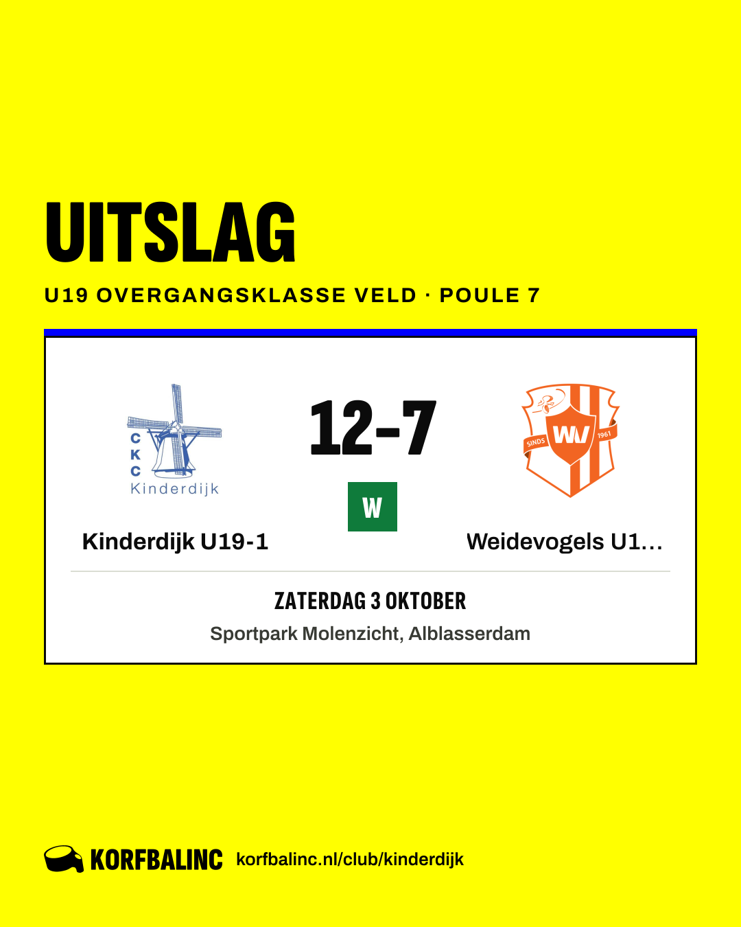 Kinderdijk U19-1 - Weidevogels U19-1