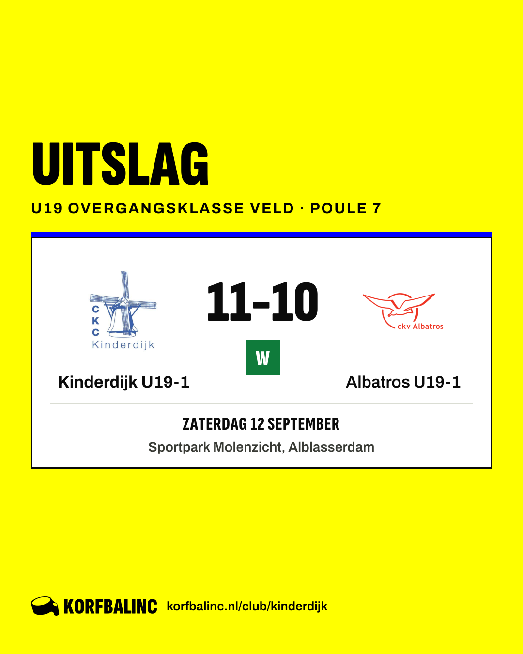 Kinderdijk U19-1 - Albatros U19-1