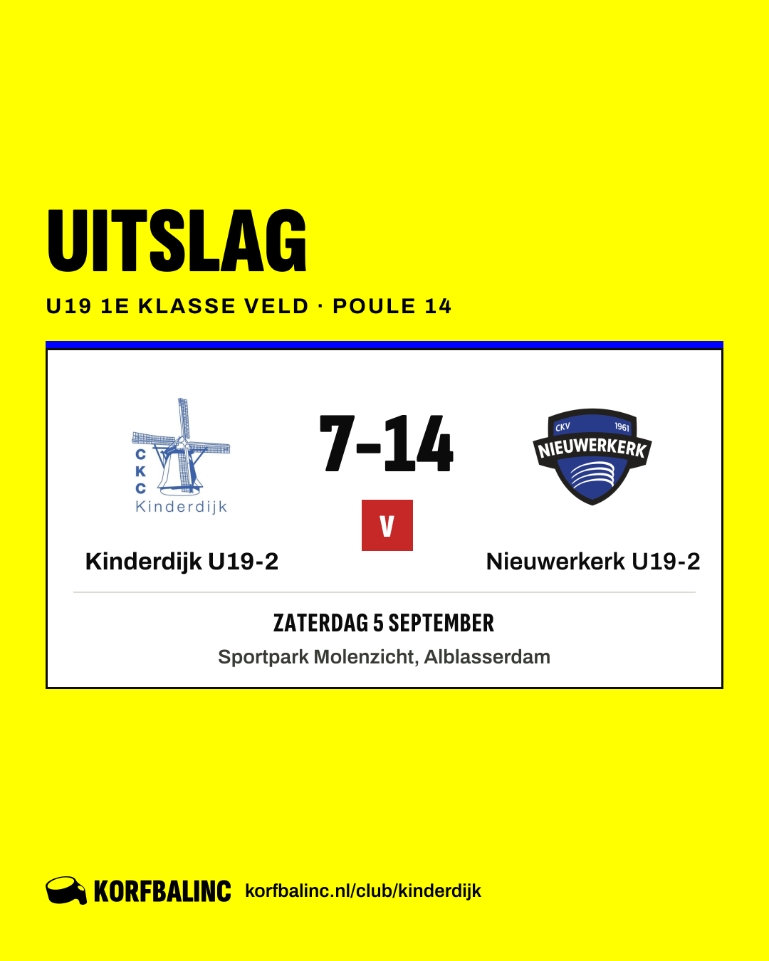Kinderdijk U19-2 - Nieuwerkerk U19-2