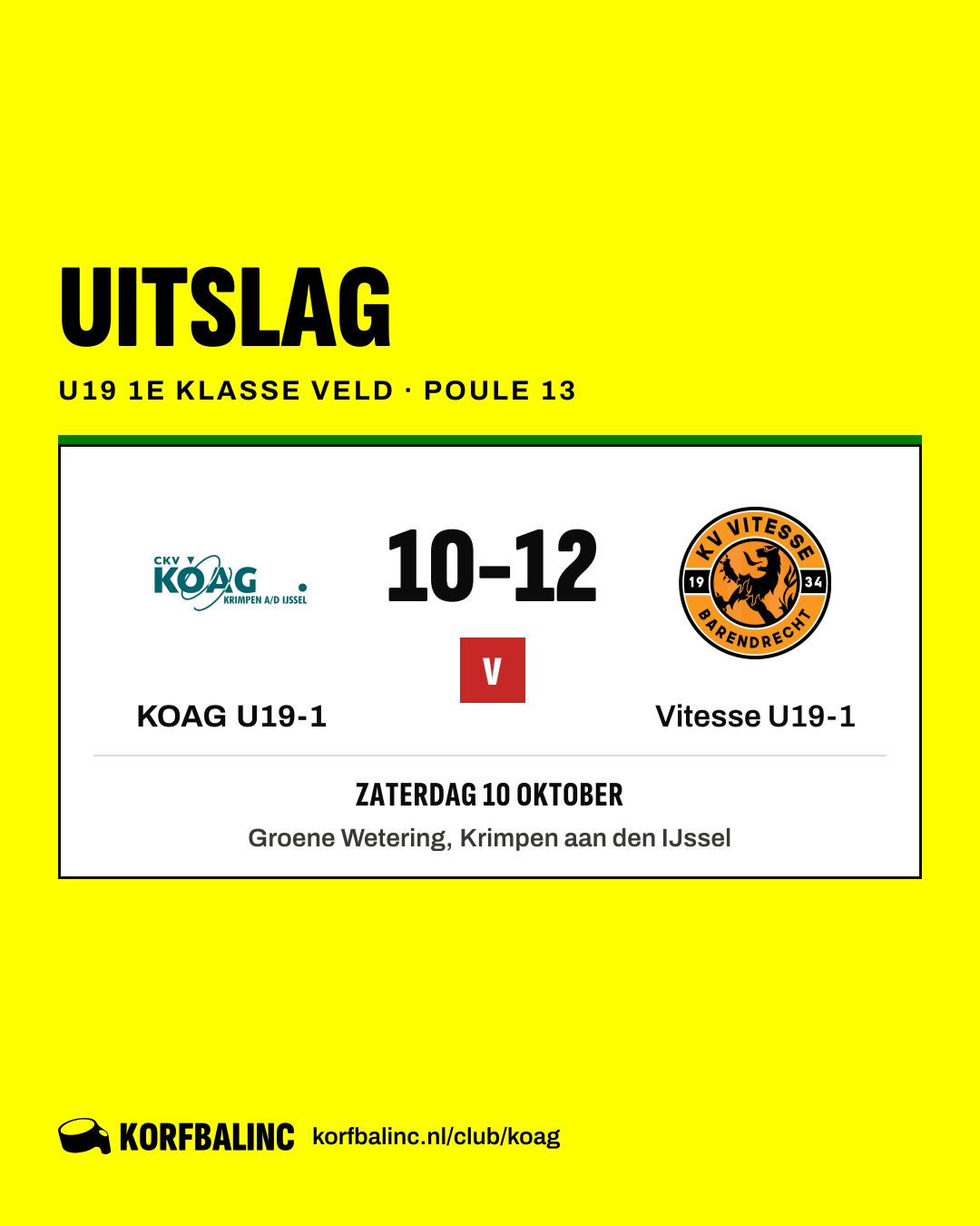 KOAG U19-1 - Vitesse U19-1