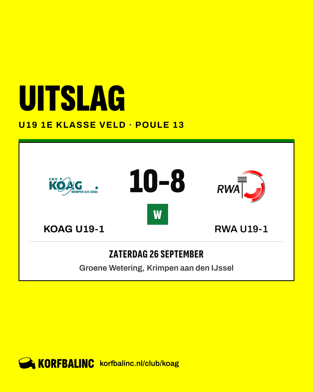 KOAG U19-1 - RWA U19-1