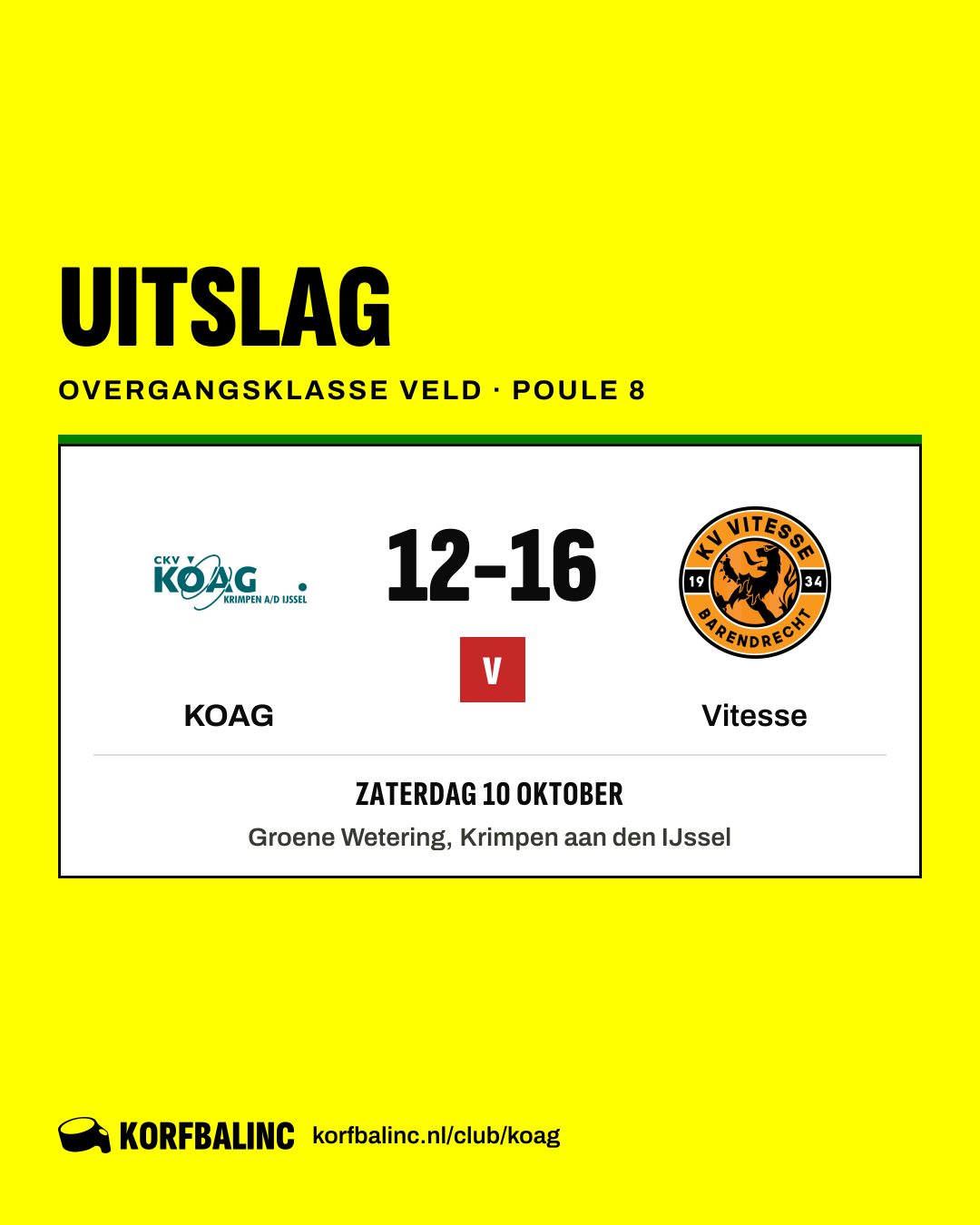 KOAG - Vitesse