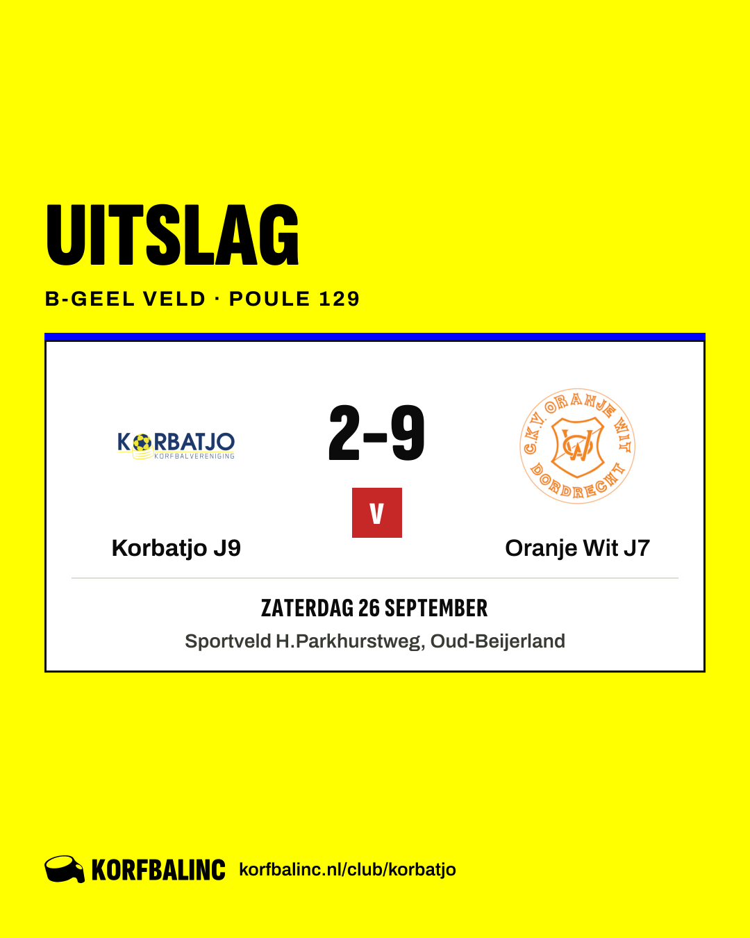 Korbatjo J9 - Oranje Wit J7