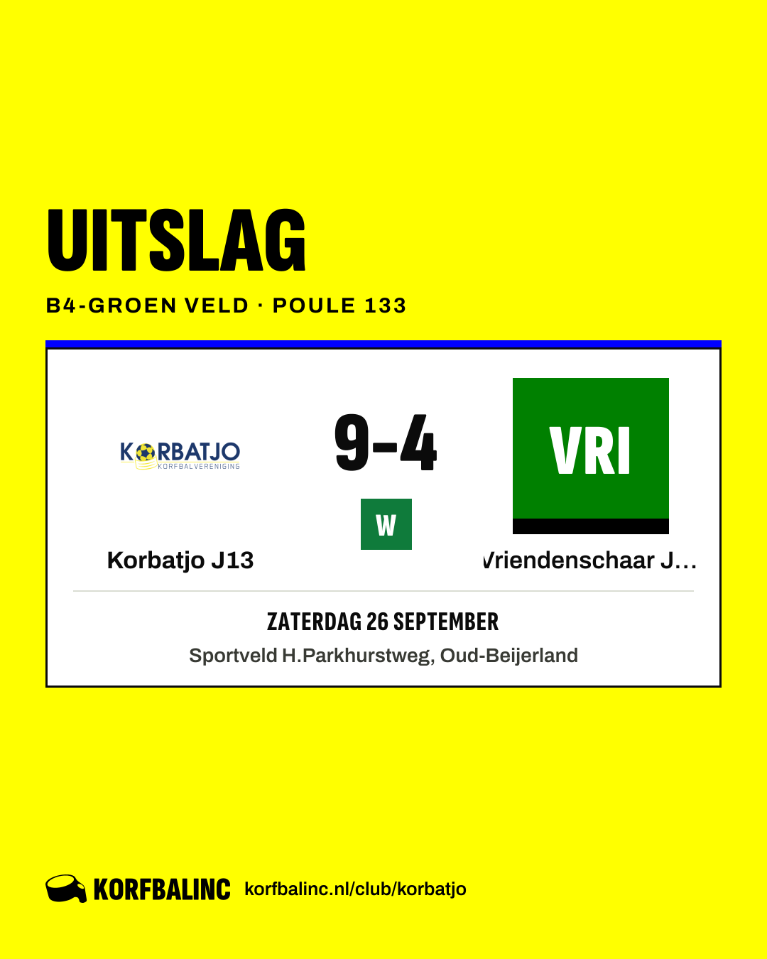 Korbatjo J13 - Vriendenschaar J16