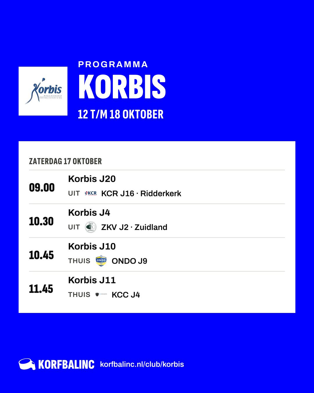 Uitslagen Korbis