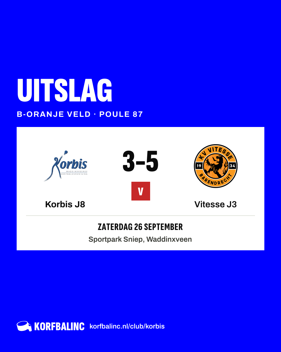 Korbis J8 - Vitesse J3