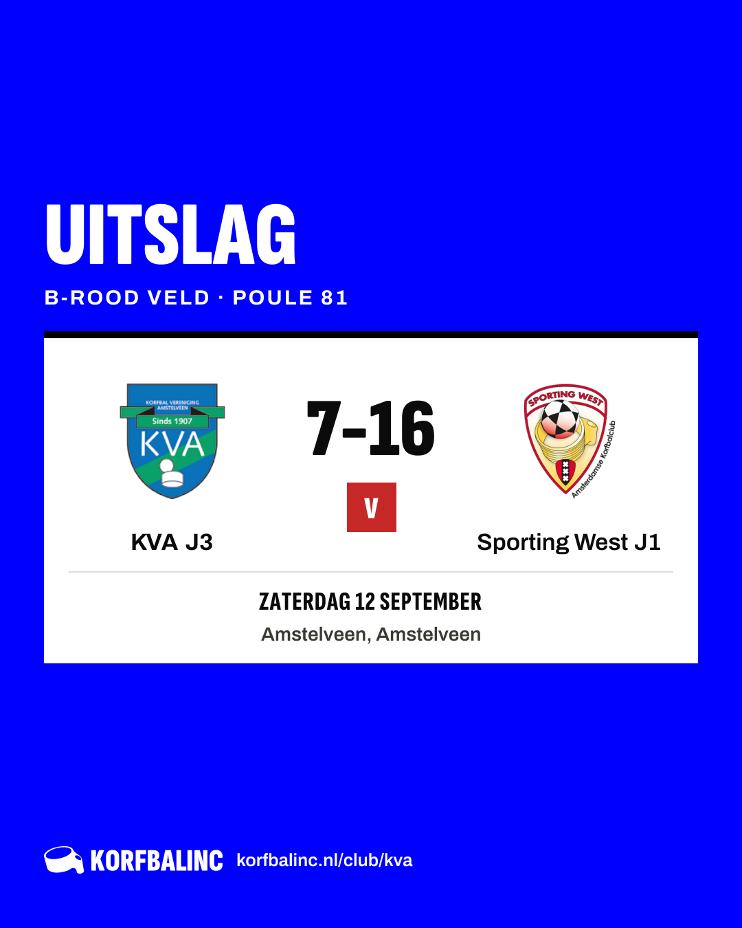 KVA J3 - Sporting West J1