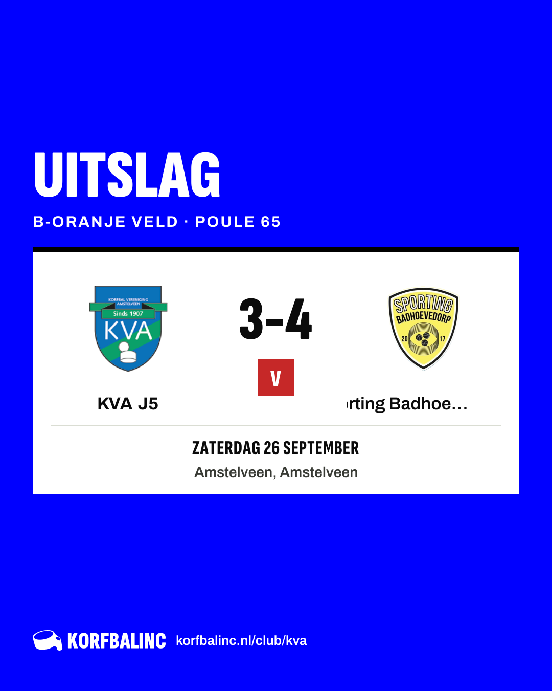 KVA J5 - Sporting Badhoevedorp J2