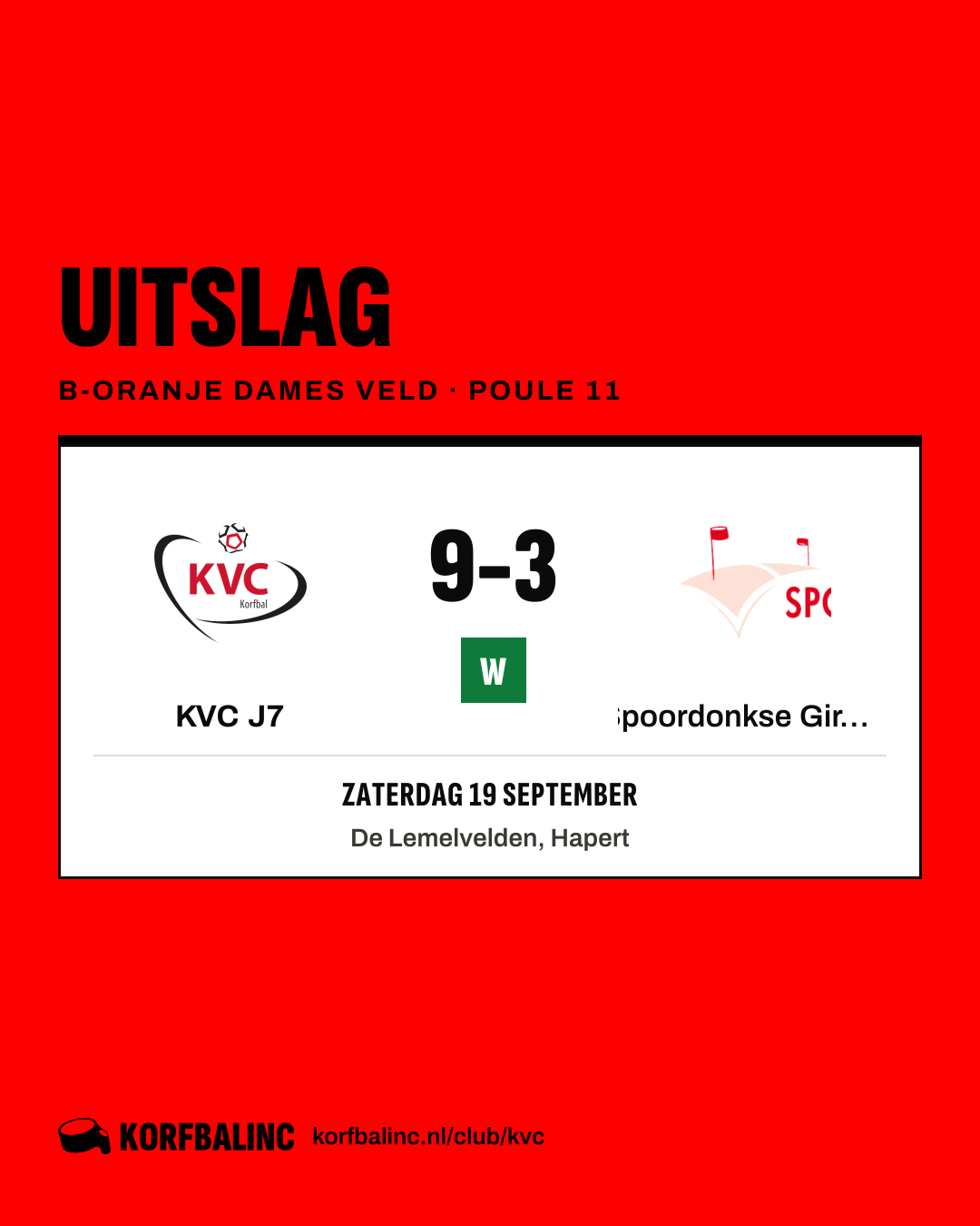 KVC J7 - Spoordonkse Girls J1