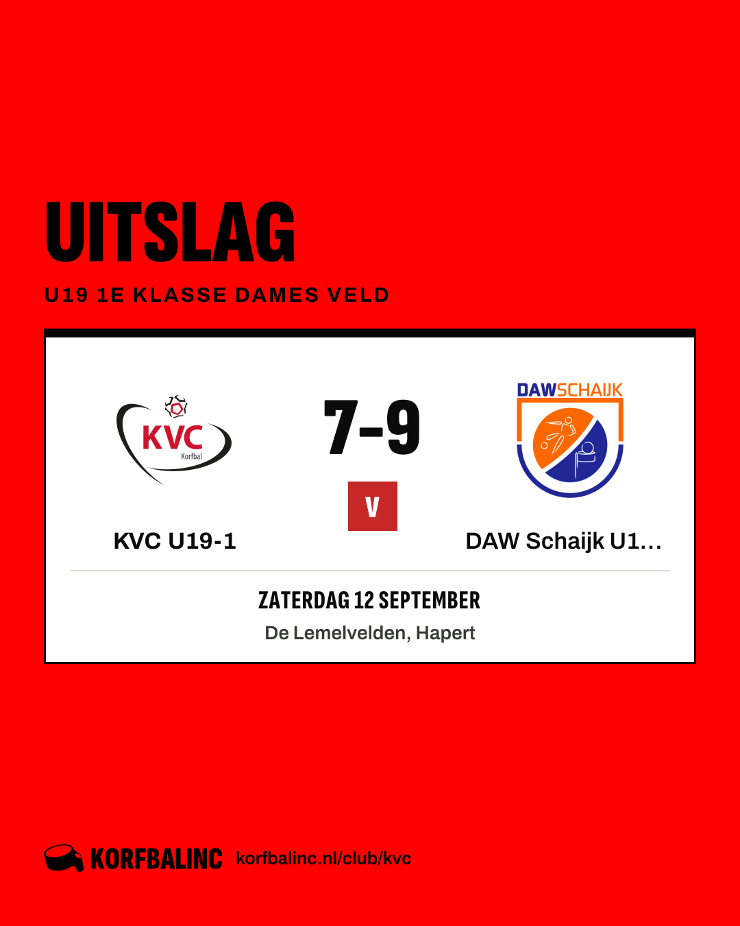 KVC U19-1 - DAW Schaijk U19-1