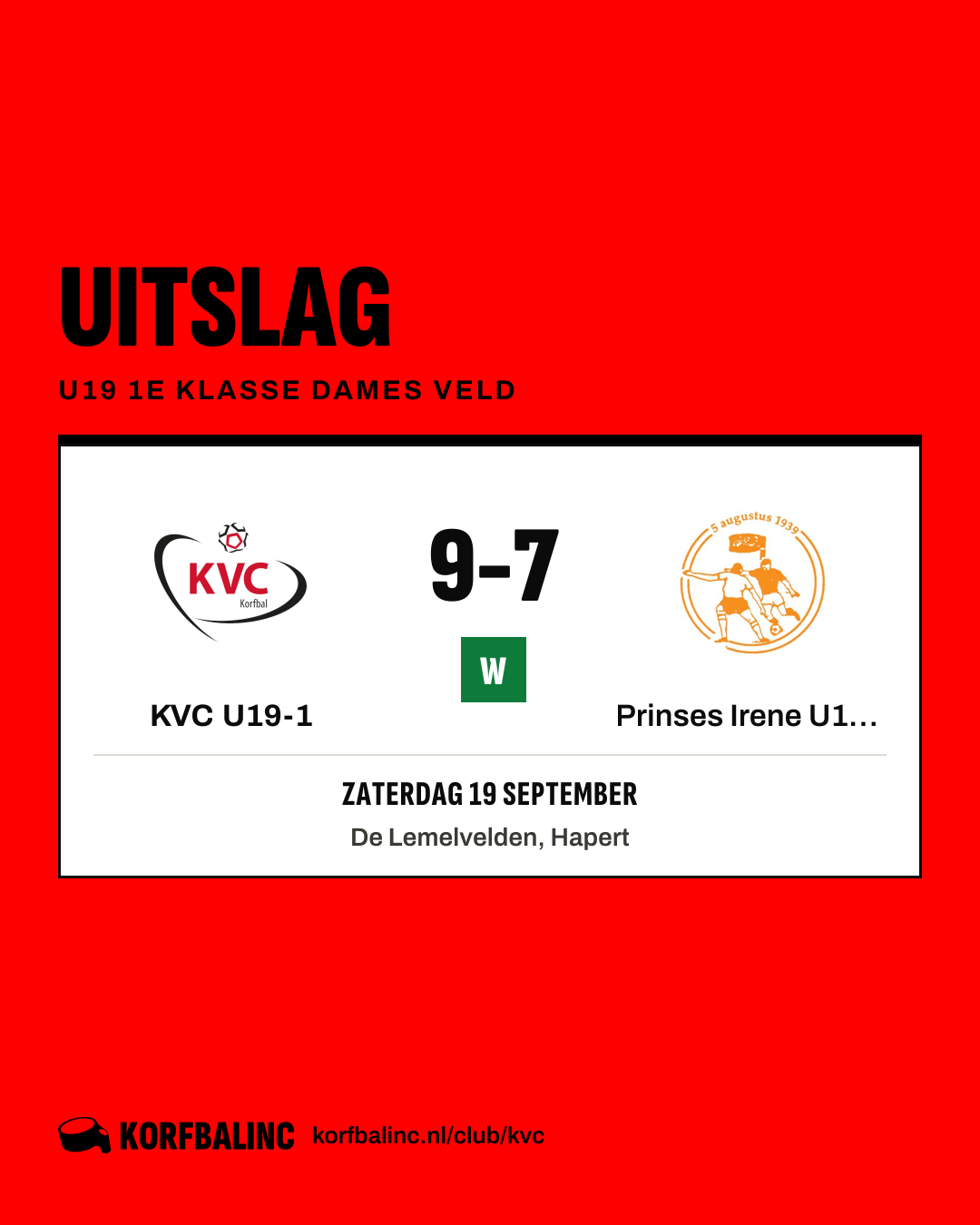 KVC U19-1 - Prinses Irene U19-1