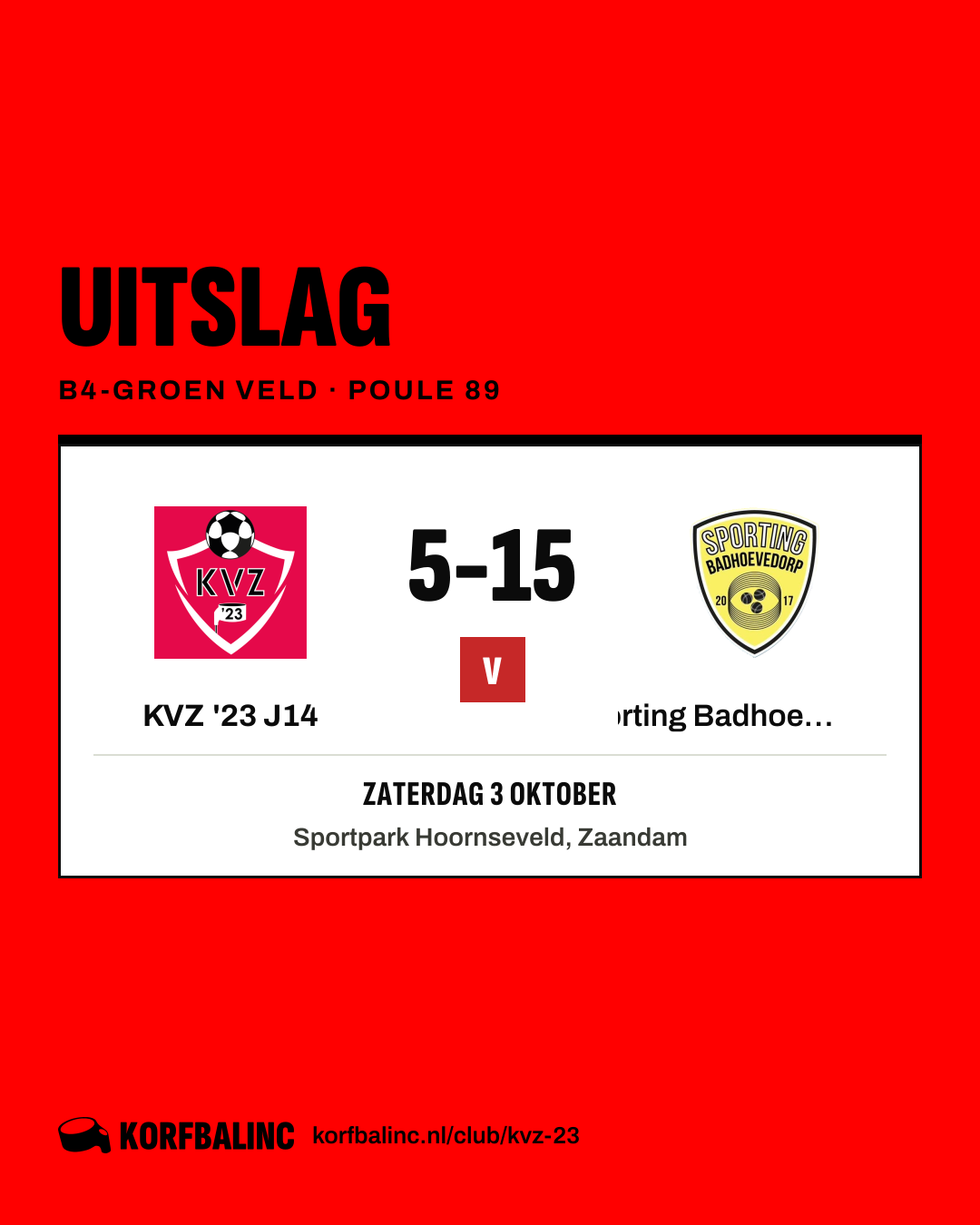 KVZ '23 J14 - Sporting Badhoevedorp J5