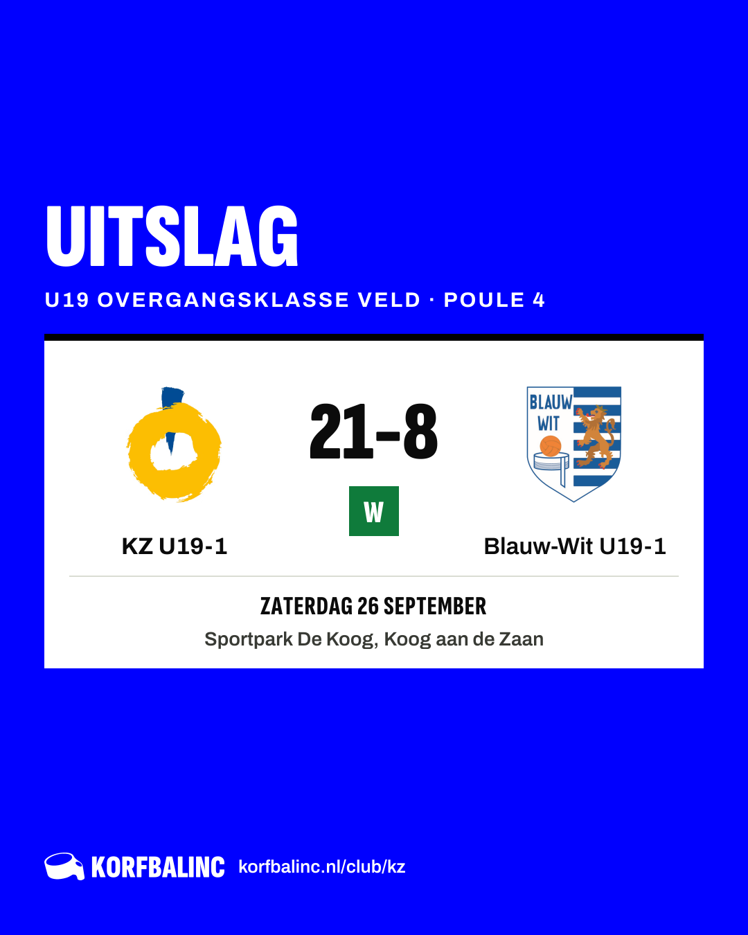 KZ U19-1 - Blauw-Wit U19-1