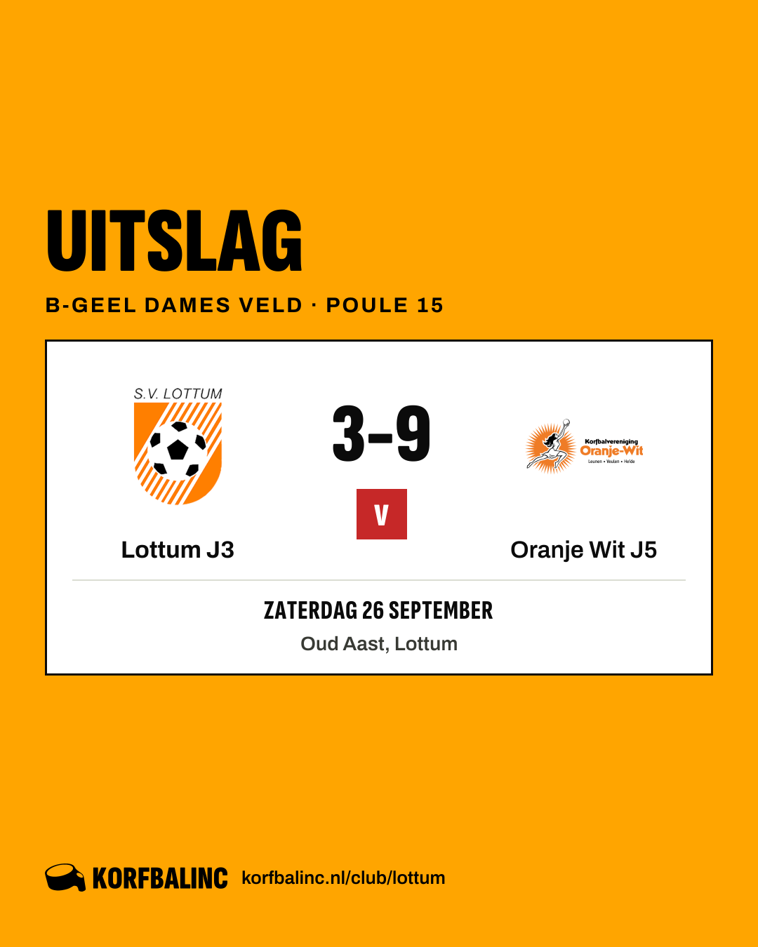 Lottum J3 - Oranje Wit J5