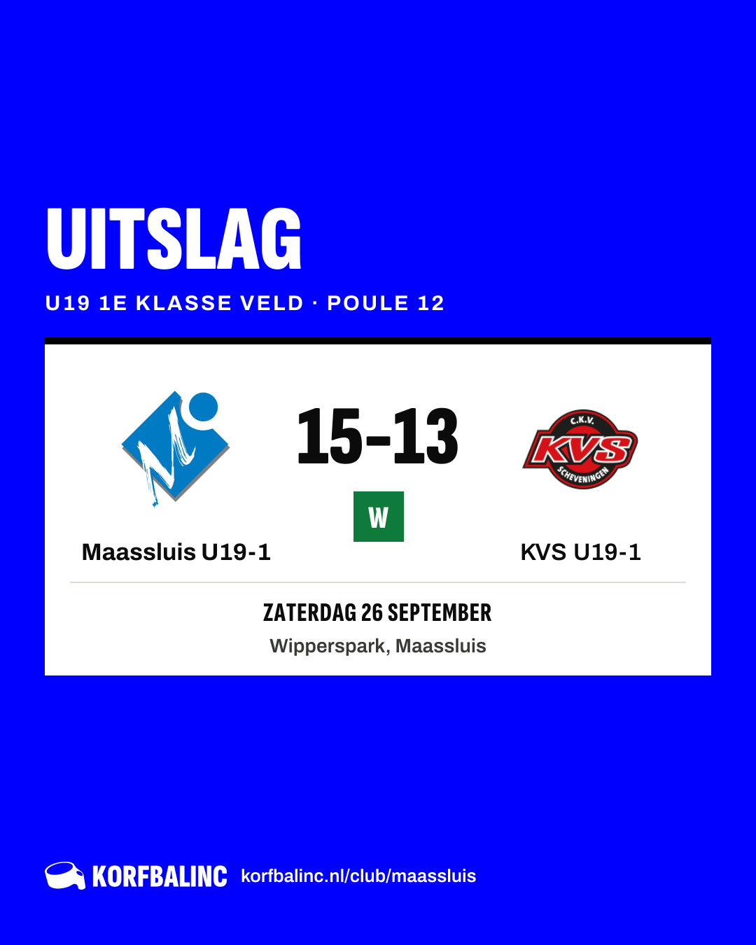 Maassluis U19-1 - KVS U19-1
