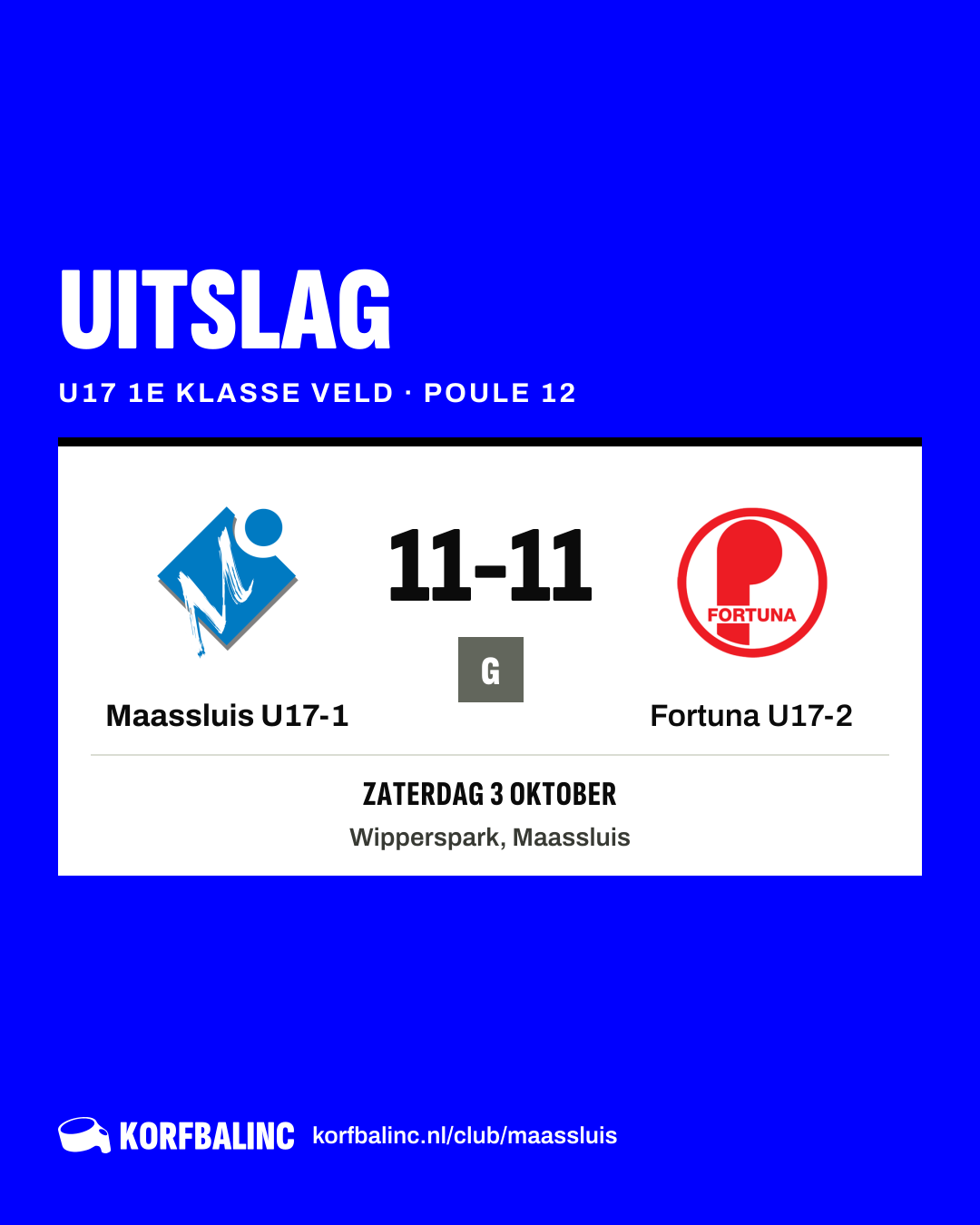 Maassluis U17-1 - Fortuna U17-2