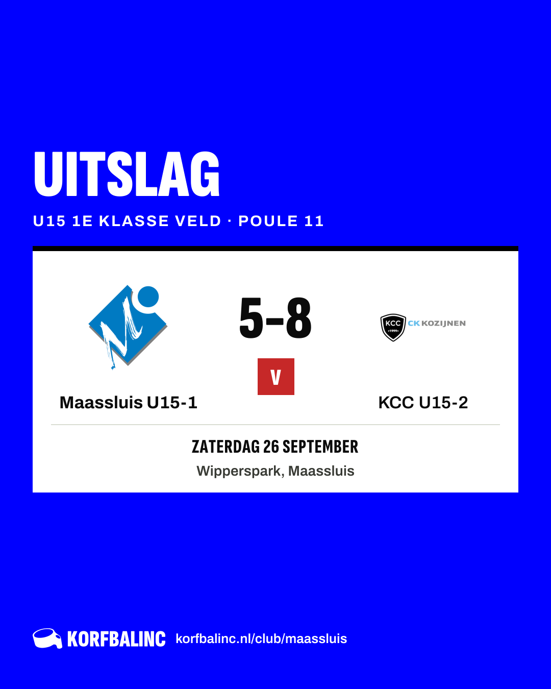 Maassluis U15-1 - KCC U15-2