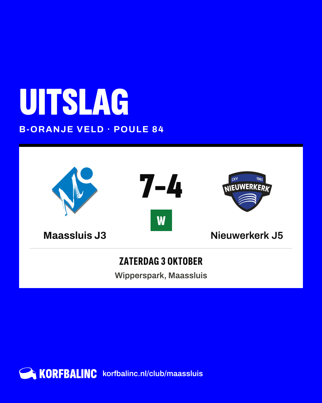 Maassluis J3 - Nieuwerkerk J5