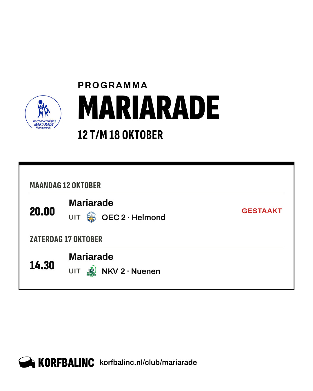 Uitslagen Mariarade