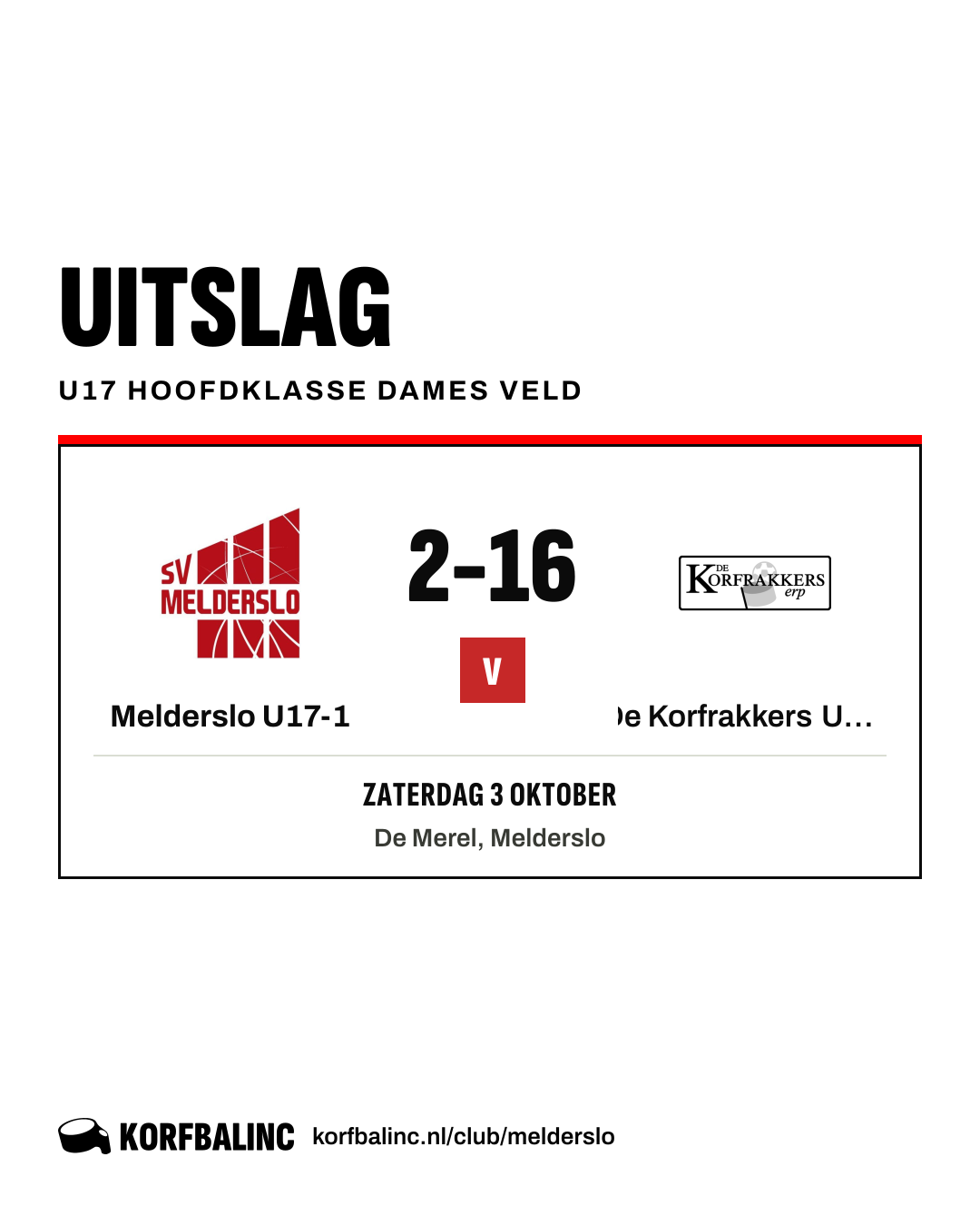 Melderslo U17-1 - De Korfrakkers U17-1