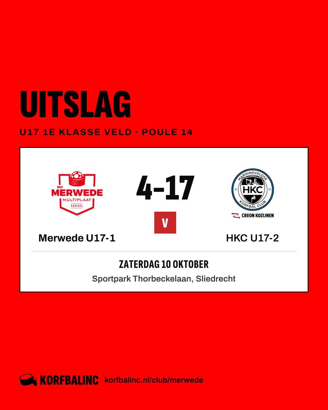 Merwede U17-1 - HKC U17-2
