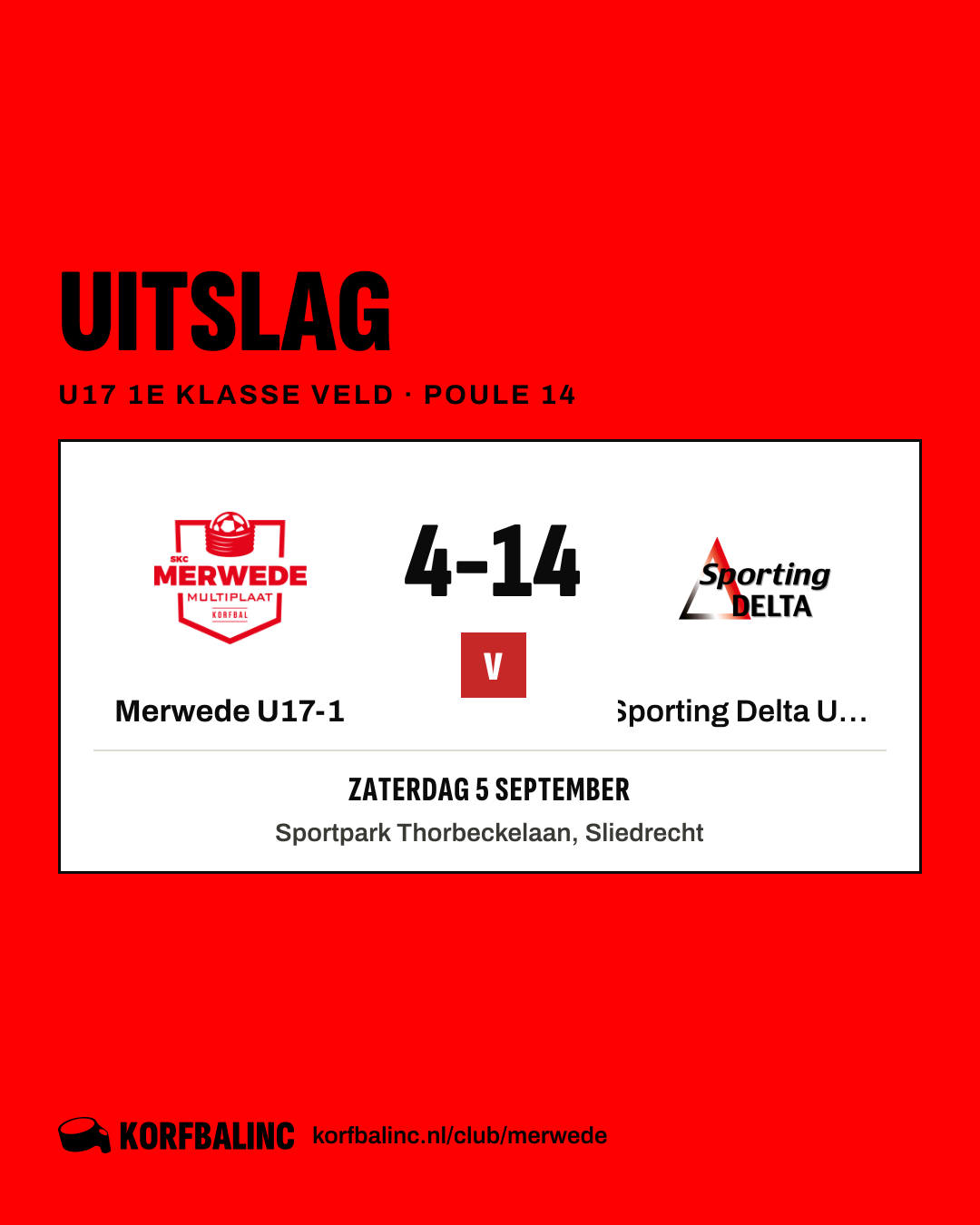 Merwede U17-1 - Sporting Delta U17-1