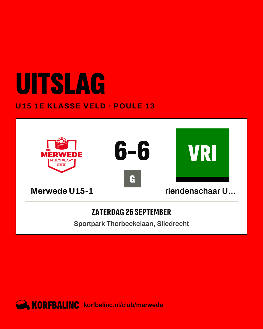 Merwede U15-1 - Vriendenschaar U15-1